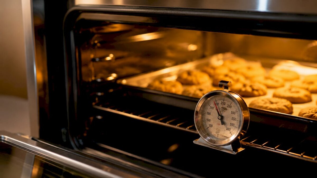 Oventhermometer die de temperatuur in de huishoudoven aangeeft