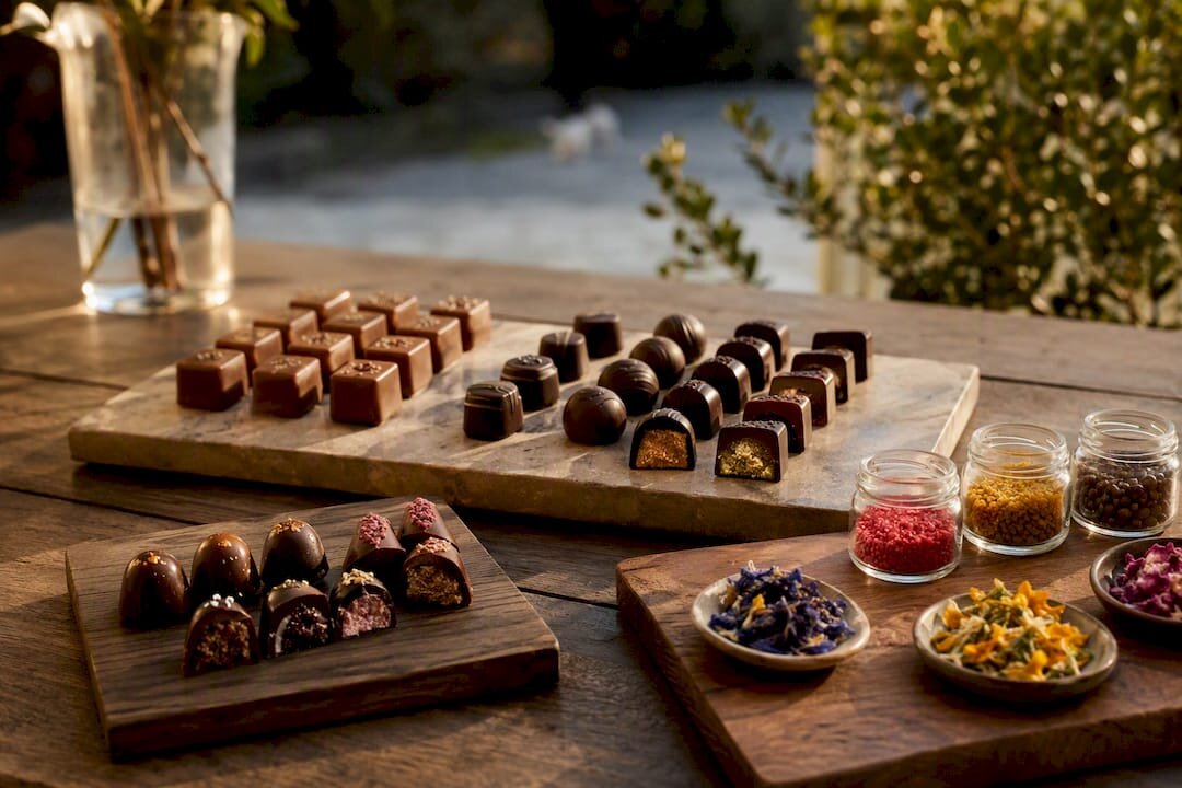 Een evenwichtig assortiment van klassieke en creatieve chocolaatjes