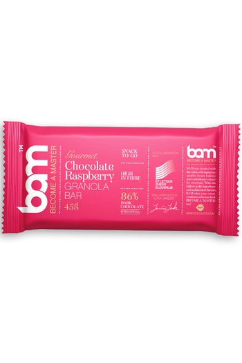 Chocolade & Framboos Crunch Reep, chocolade bedekt met zoetstoffen