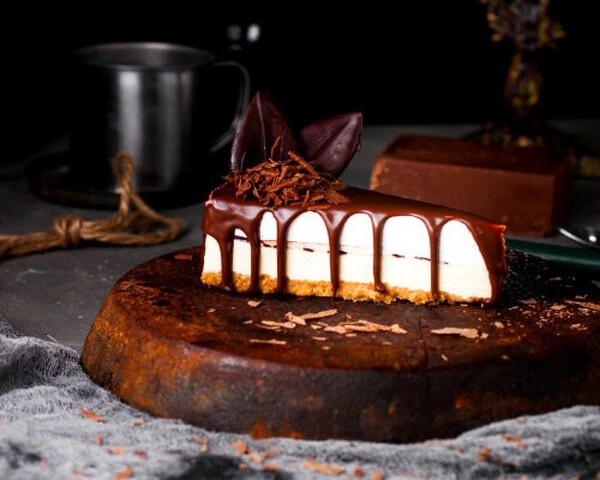 cheesecake en chocoladeganache