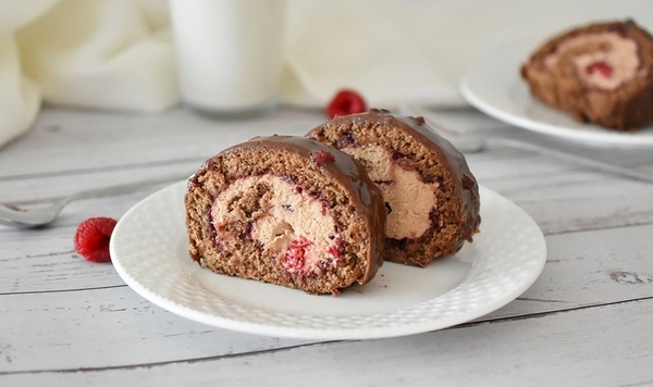 chocoladeroulade met frambozen