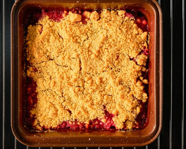 crumble met perziken
