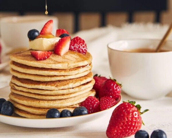 pluizige amerikaanse pannenkoeken