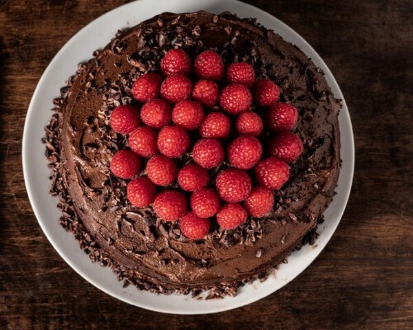 chocoladetaart met framboos