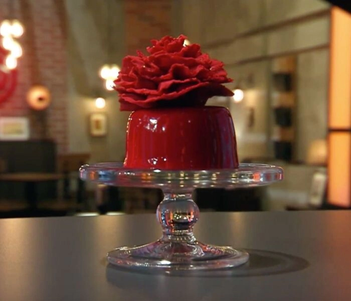 masterchef uitdaging - dessert met rode anjer